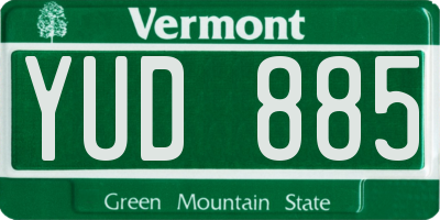 VT license plate YUD885