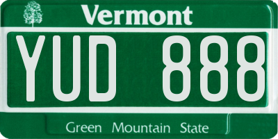 VT license plate YUD888