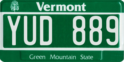 VT license plate YUD889