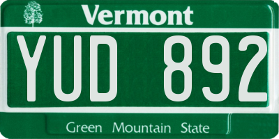 VT license plate YUD892