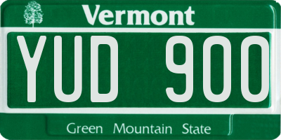 VT license plate YUD900