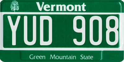 VT license plate YUD908