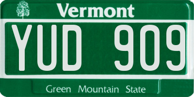 VT license plate YUD909