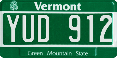 VT license plate YUD912