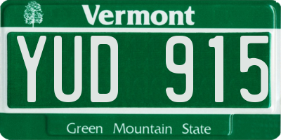 VT license plate YUD915