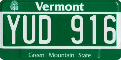 VT license plate YUD916