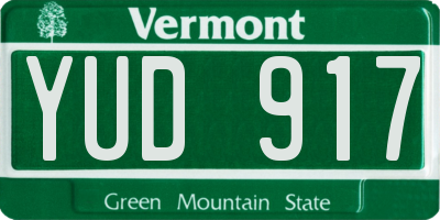 VT license plate YUD917