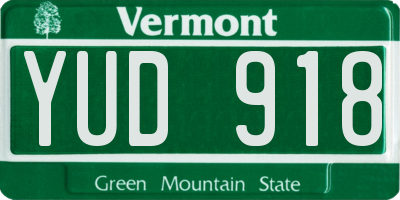 VT license plate YUD918