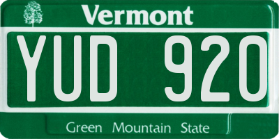 VT license plate YUD920