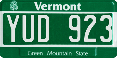 VT license plate YUD923