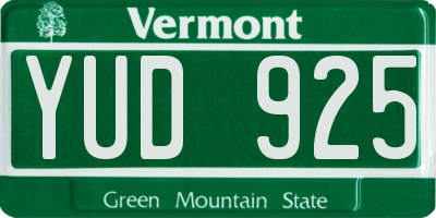 VT license plate YUD925