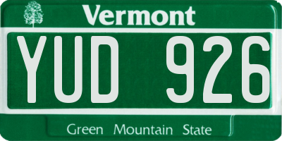 VT license plate YUD926