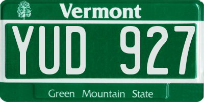 VT license plate YUD927
