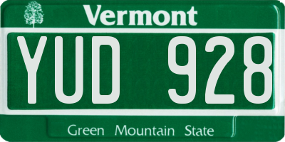 VT license plate YUD928