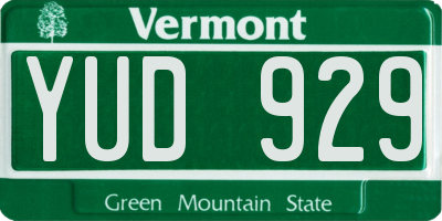 VT license plate YUD929