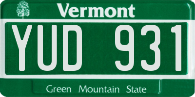 VT license plate YUD931