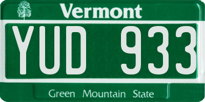 VT license plate YUD933