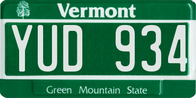 VT license plate YUD934