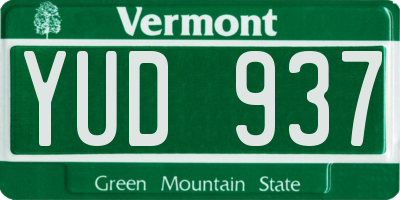 VT license plate YUD937