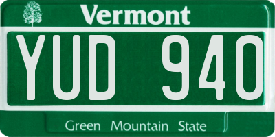 VT license plate YUD940