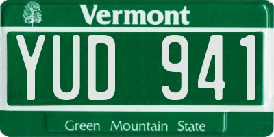 VT license plate YUD941