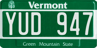 VT license plate YUD947