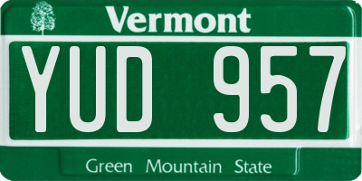 VT license plate YUD957