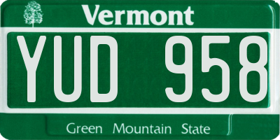 VT license plate YUD958