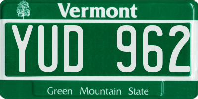 VT license plate YUD962