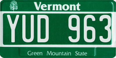 VT license plate YUD963