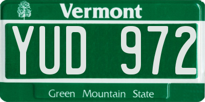 VT license plate YUD972