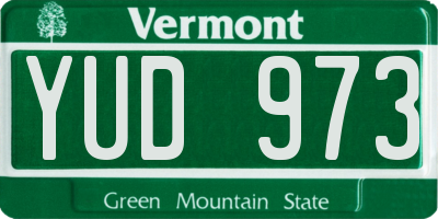 VT license plate YUD973