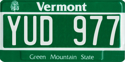 VT license plate YUD977