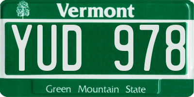 VT license plate YUD978