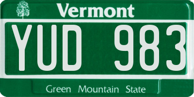 VT license plate YUD983
