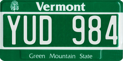 VT license plate YUD984
