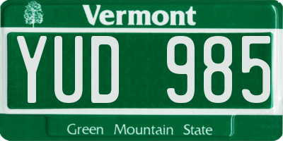 VT license plate YUD985