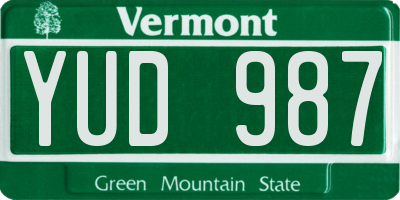 VT license plate YUD987