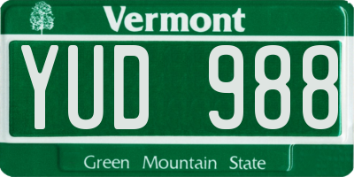 VT license plate YUD988