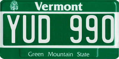 VT license plate YUD990