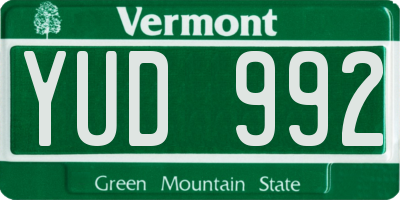 VT license plate YUD992