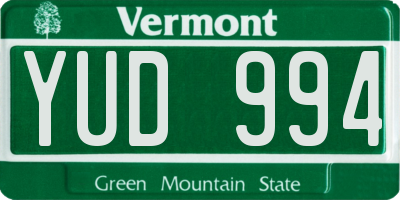 VT license plate YUD994