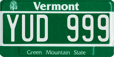 VT license plate YUD999