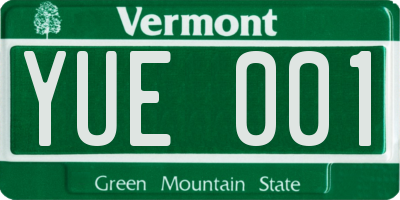 VT license plate YUE001