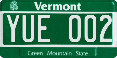 VT license plate YUE002