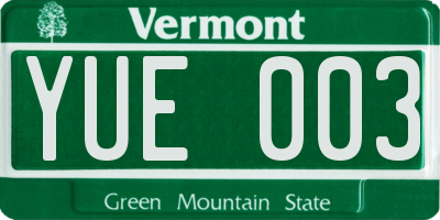 VT license plate YUE003