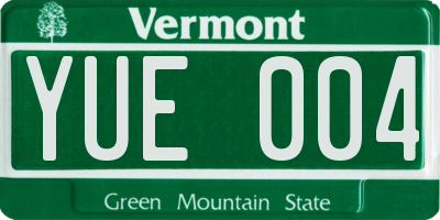 VT license plate YUE004