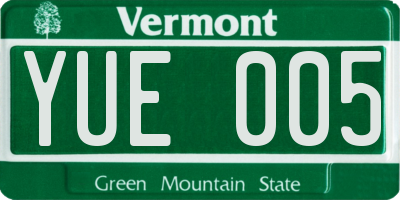 VT license plate YUE005