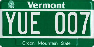 VT license plate YUE007