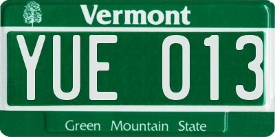 VT license plate YUE013